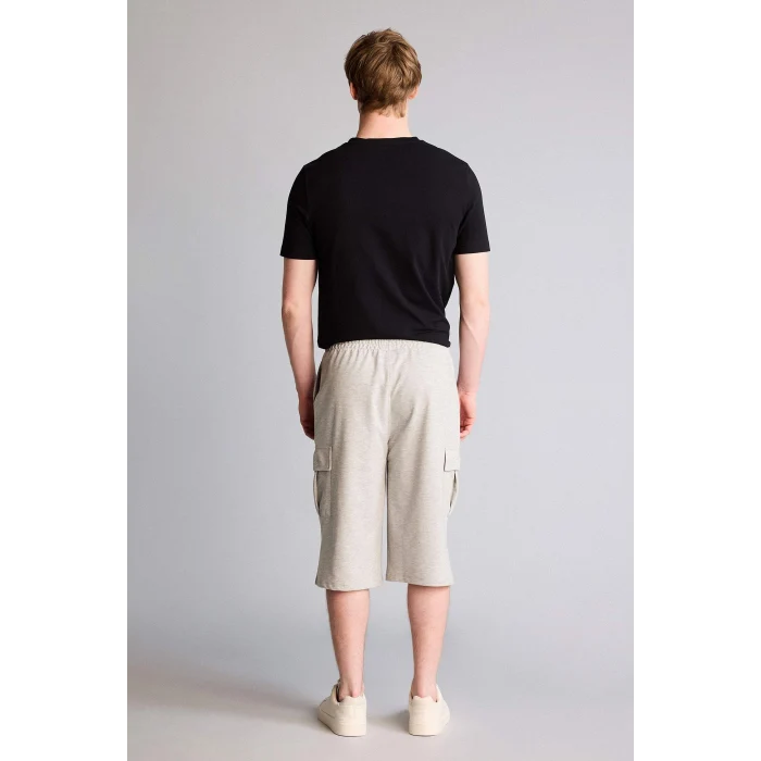 Defacto T4693AZGR210 Gri Relax Fıt Düz Paça Sweatshirt Kumaşı Uzun Şort
