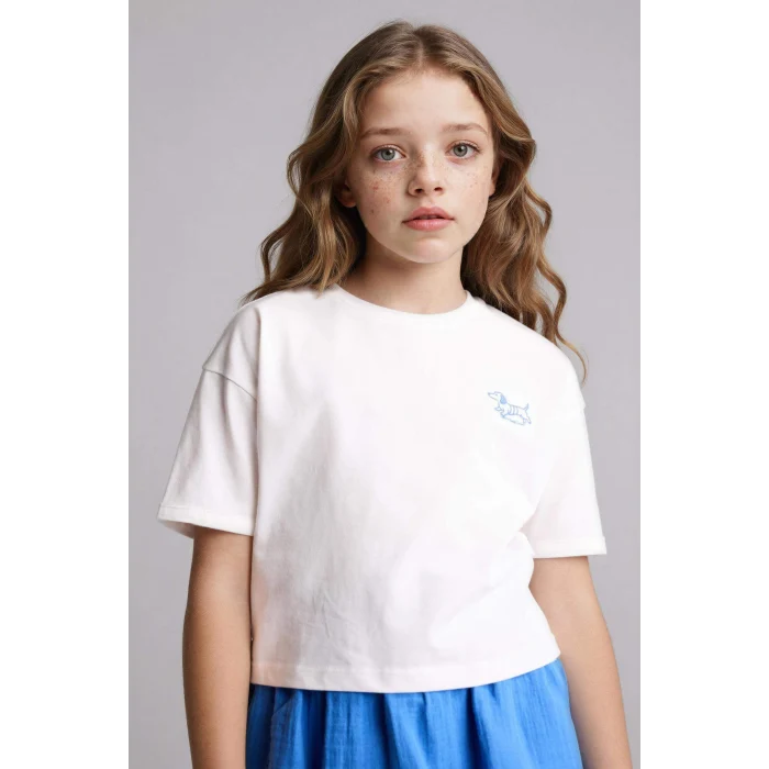 Defacto H2759A8ER105 Ekru Tişört Etek 2li Takım Kız Çocuk