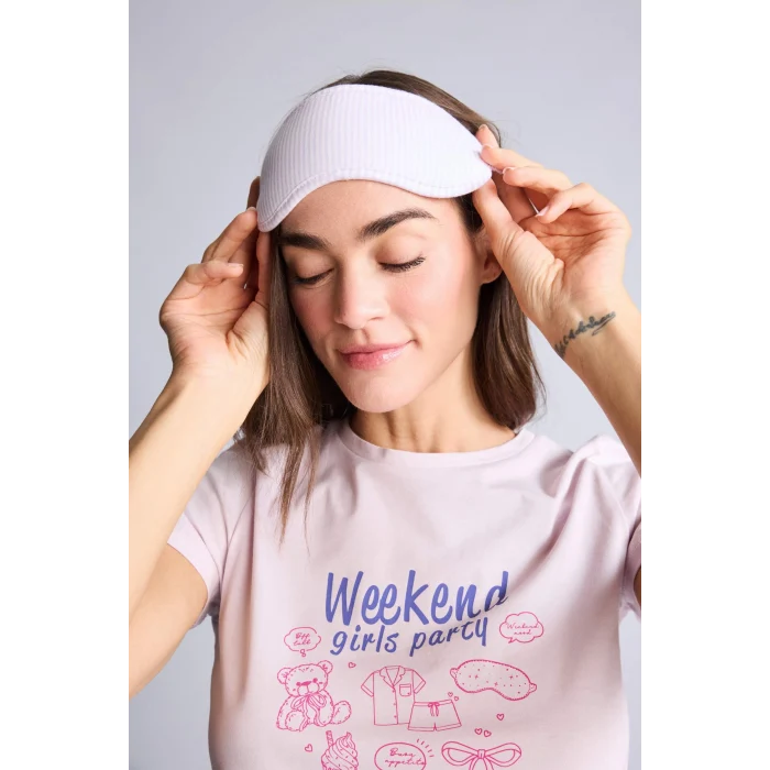 Defacto H2022AXPN425 Pembe Pijama Takımı Baskılı Üst Alt