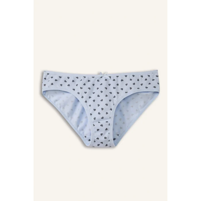 Defacto H0812A8BE366 Mavi Desenli Ribana 3lü Slip Külot Kız Çocuk