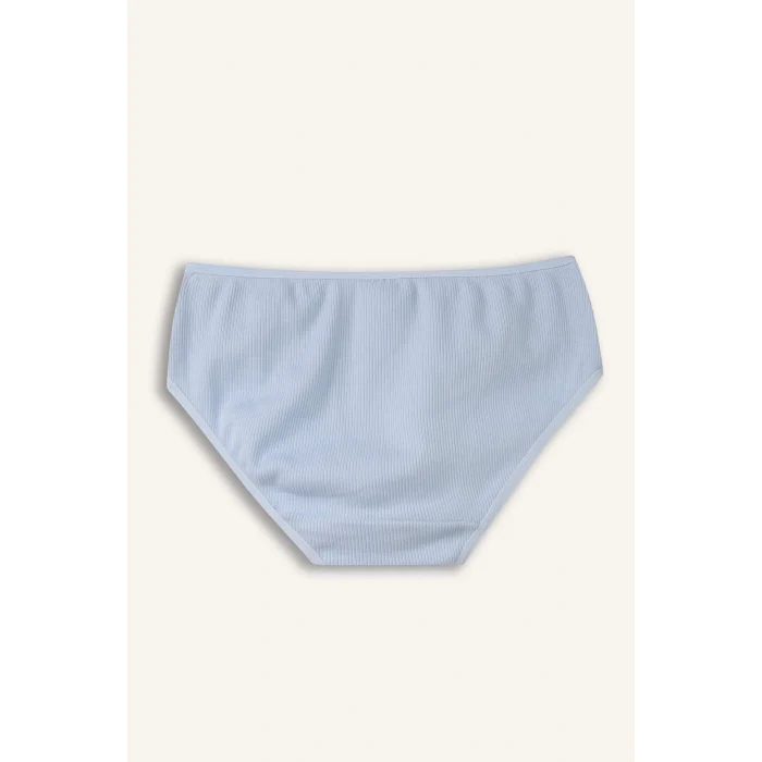 Defacto H0812A8BE366 Mavi Desenli Ribana 3lü Slip Külot Kız Çocuk