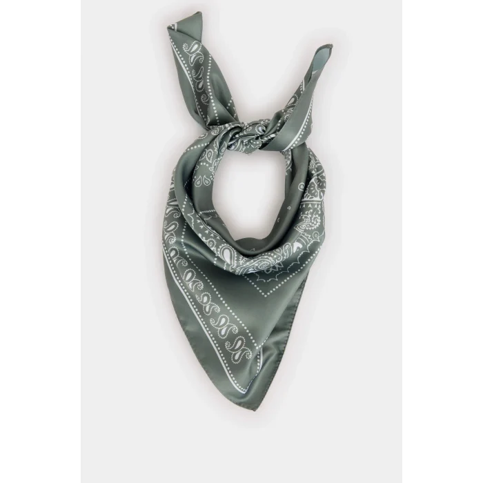 Defacto H1035AXGN206 Yeşil Kadın Desenli Saten Şal
