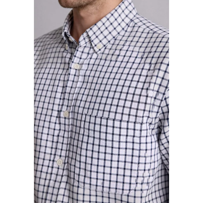 Defacto H3574AXNV64 Lacivert Regular Fıt Polo Yaka Oxford Uzun Kollu Gömlek