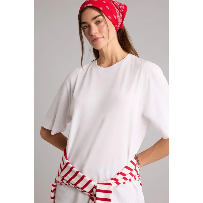 Defacto H4100AXWT34 Beyaz Relax Fıt Bisiklet Yaka Basıc Düz Modal Kısa Kollu Tişört