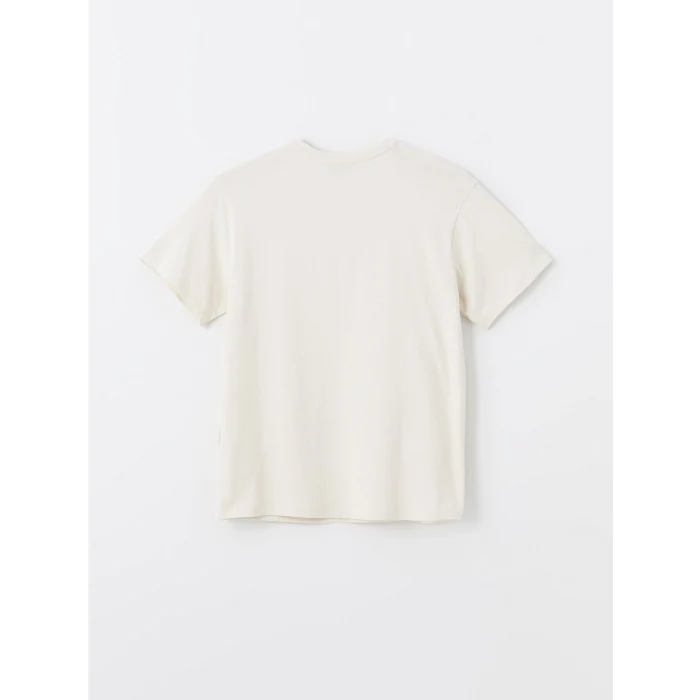 LCW Vision Bej Bisiklet Yaka Baskılı Kısa Kollu Kadın Tişört