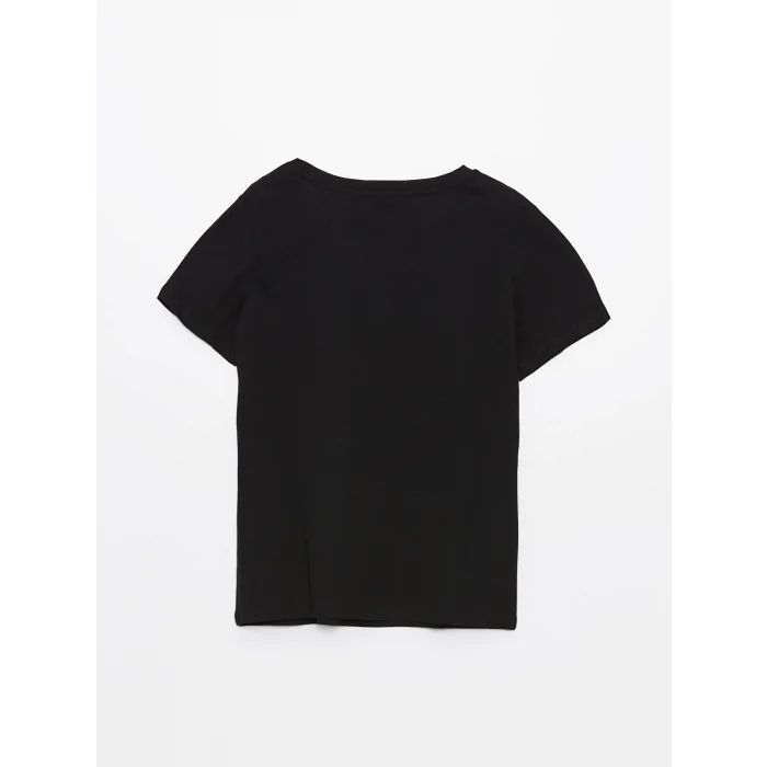 LCW Vision Siyah V Yaka Düz Kısa Kollu Kadın Tişört