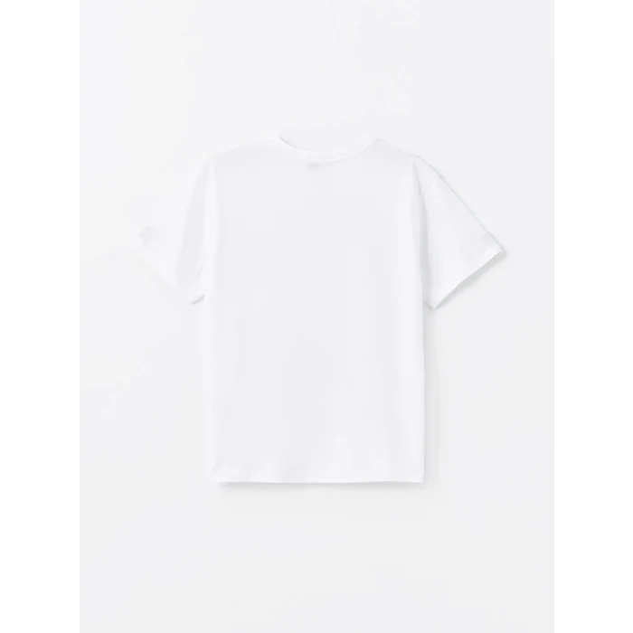 LCW Vision Beyaz Bisiklet Yaka Baskılı Kısa Kollu Kadın Tişört