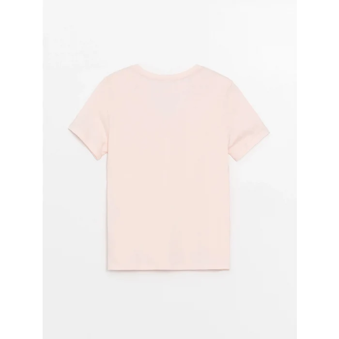 LCW Vision Pembe V Yaka Düz Kısa Kollu Kadın Tişört