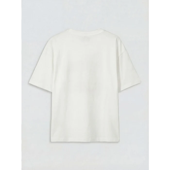 LCW Kids Ekru Baskılı Kız Çocuk Tişört ve Şort Etek