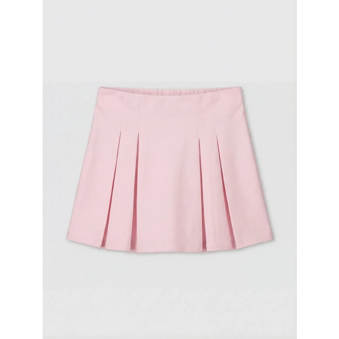 LCW Kids Ekru Baskılı Kız Çocuk Tişört ve Şort Etek