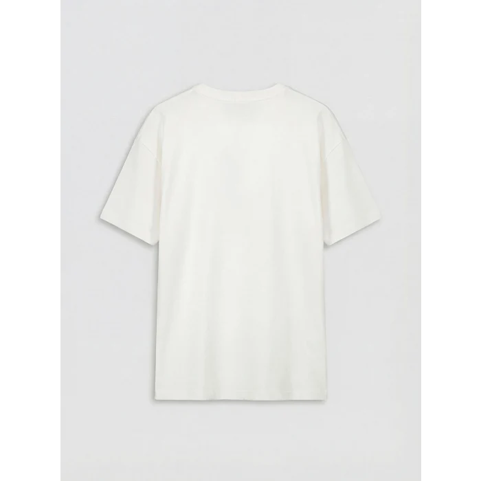 LCW Kids Ekru Bisiklet Yaka Baskılı Kız Çocuk Tişört