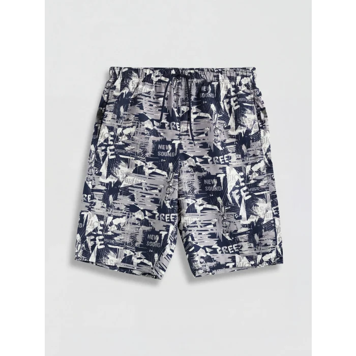 LCW SWIMWEAR Lacivert Diz Altı Boy Desenli Erkek Deniz Şortu