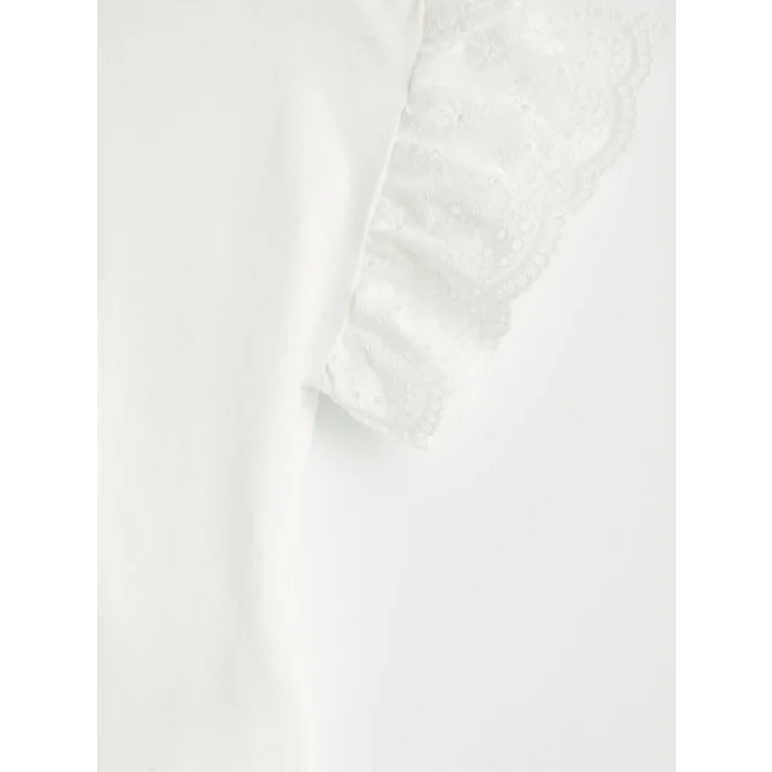 LCW Kids Ekru Bisiklet Yaka Kız Çocuk Tişört