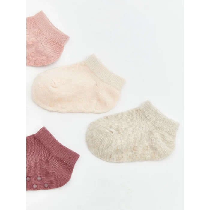 LCW baby Pembe Kaydırmaz Tabanlı Kız Bebek Patik Çorap 5li