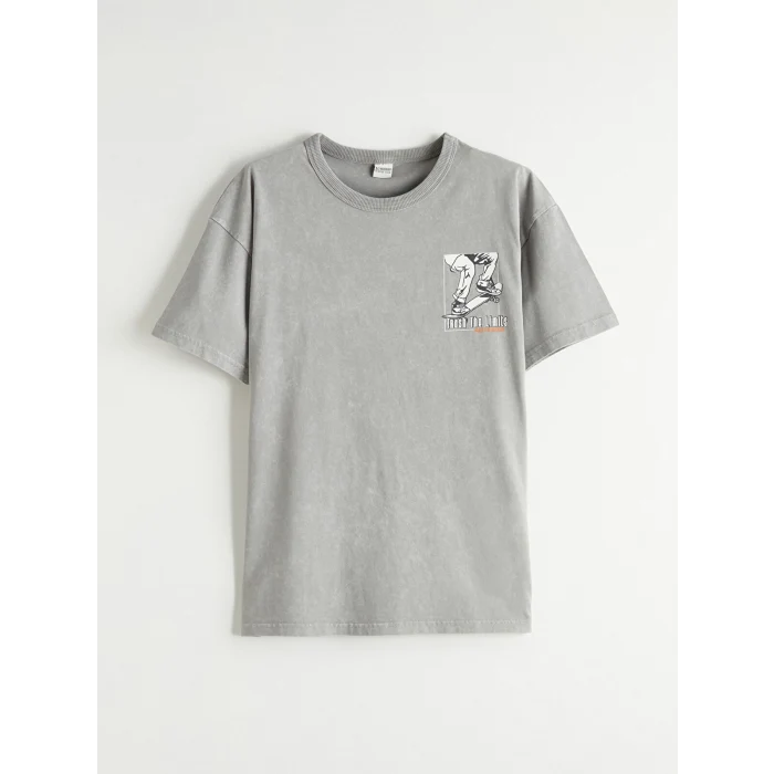 LCW Kids Gri Erkek Çocuk Baskılı Tişört