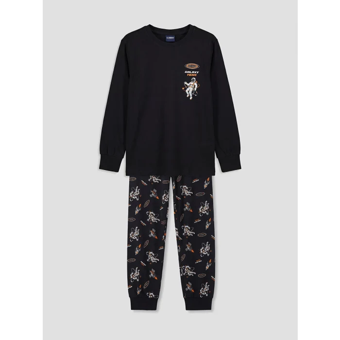 LCW Kids Siyah Baskılı Erkek Çocuk Pijama Takım