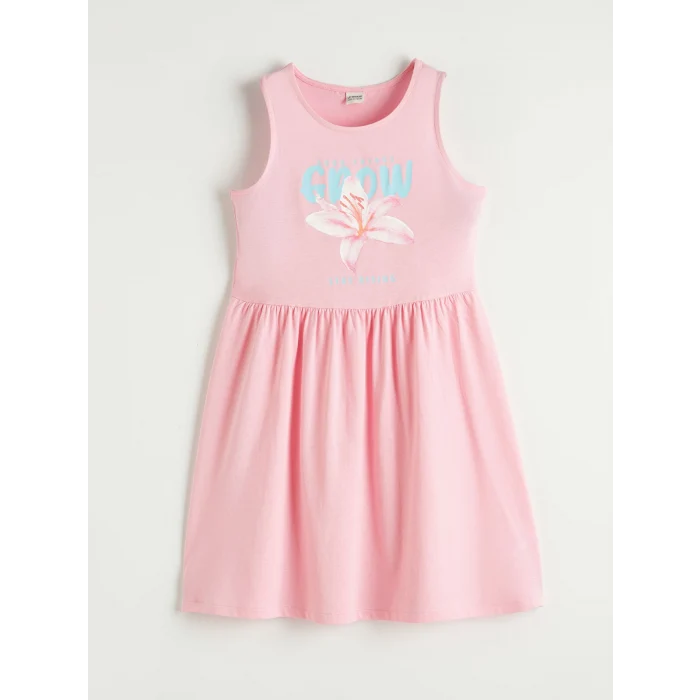 LCW Kids Pembe Desenli Kız Çocuk Elbise