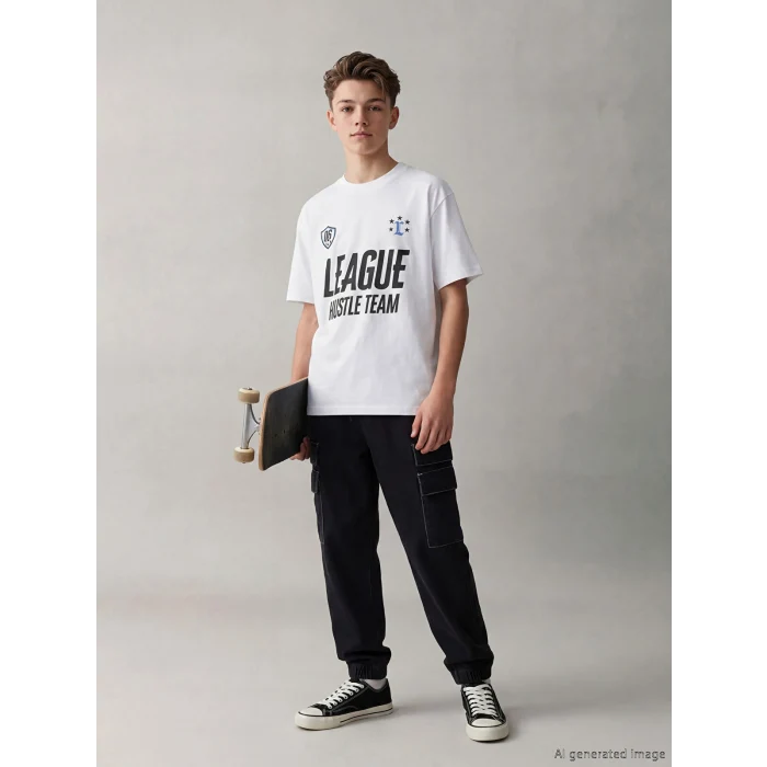 LCW Kids Siyah Loose Fit Erkek Çocuk Kargo Jean Pantolon