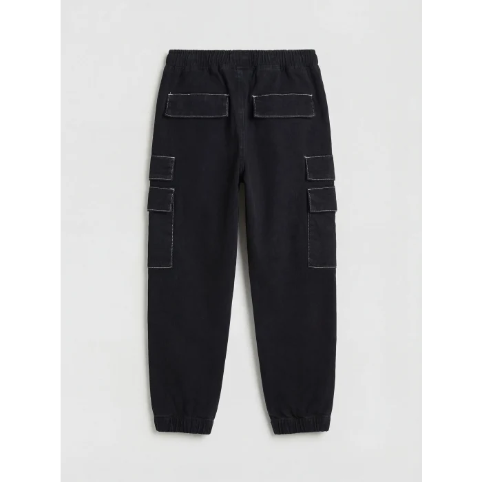 LCW Kids Siyah Loose Fit Erkek Çocuk Kargo Jean Pantolon