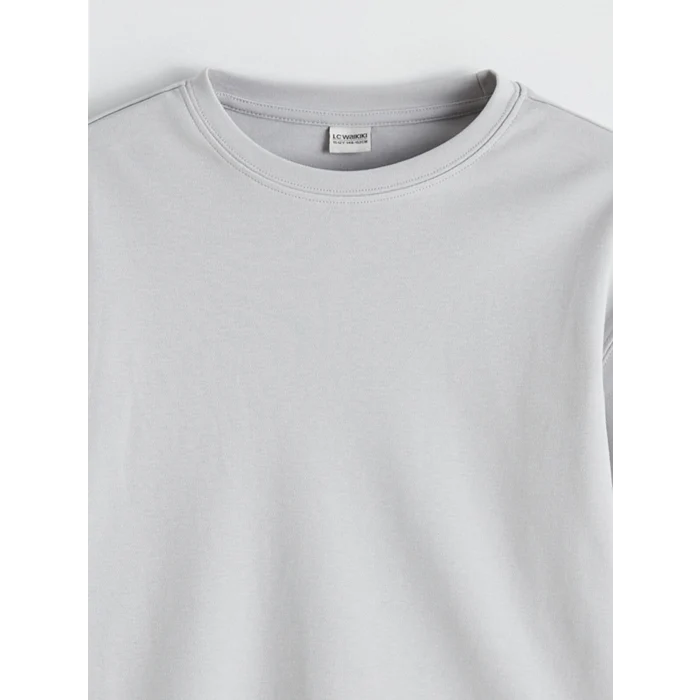 LCW Kids Gri Bisiklet Yaka Kız Çocuk Tişört ve Eşofman Altı