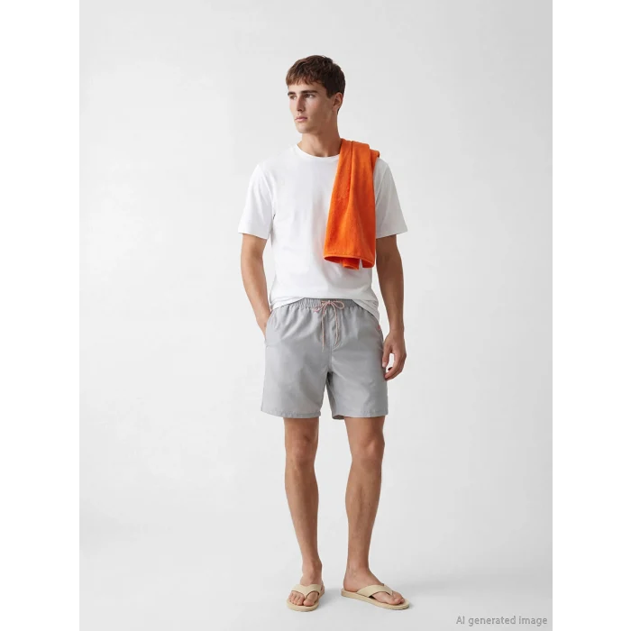 LCW SWIMWEAR Gri Kısa Boy Erkek Deniz Şortu