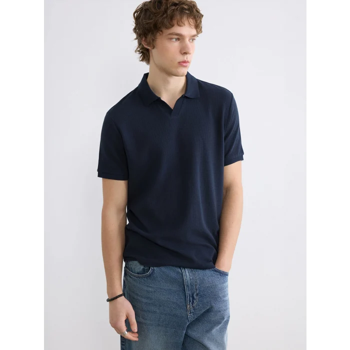 XSIDE Lacivert Polo Yaka Erkek Penye Tişört