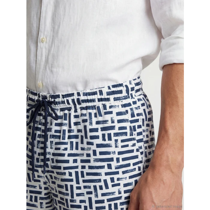 LCW SWIMWEAR Lacivert Diz Hizası Boy Desenli Erkek Deniz Şortu