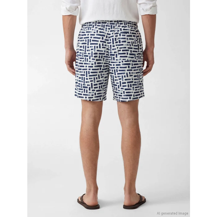 LCW SWIMWEAR Lacivert Diz Hizası Boy Desenli Erkek Deniz Şortu