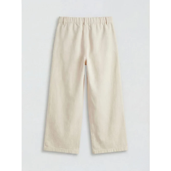 LCW Kids Ekru Kız Çocuk Taş İşlemeli Gabardin Pantolon