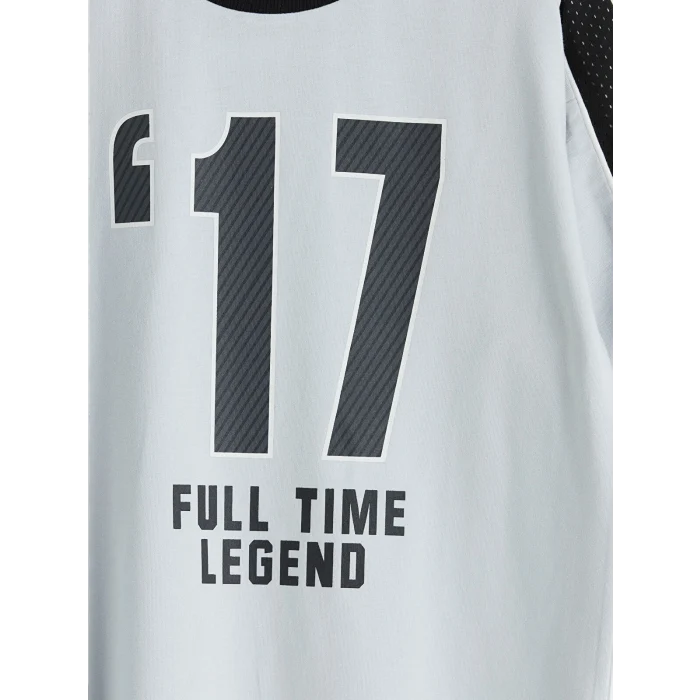 LCW Kids Gri Bisiklet Yaka Baskılı Erkek Çocuk Tişört