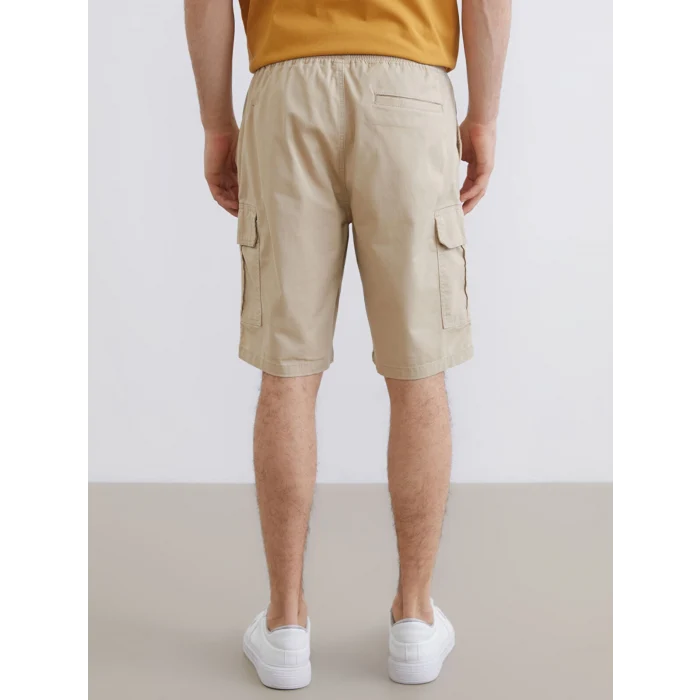 XSIDE Bej Standart Kalıp Erkek Gabardin Kargo Şort