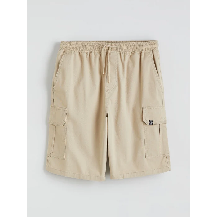 XSIDE Bej Standart Kalıp Erkek Gabardin Kargo Şort