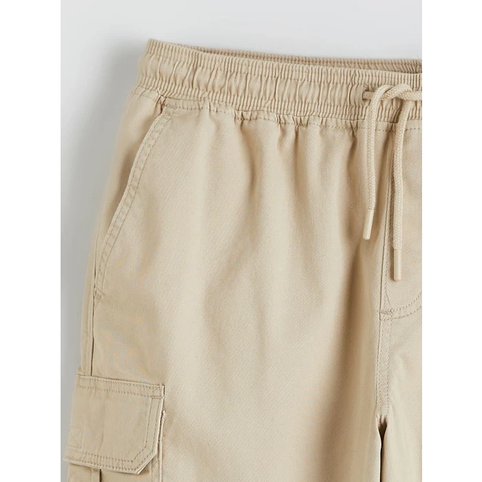 XSIDE Bej Standart Kalıp Erkek Gabardin Kargo Şort