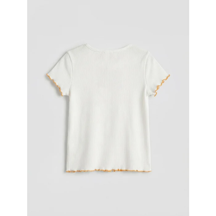 LCW Kids Ekru Baskılı Kız Çocuk Tişört ve Tayt