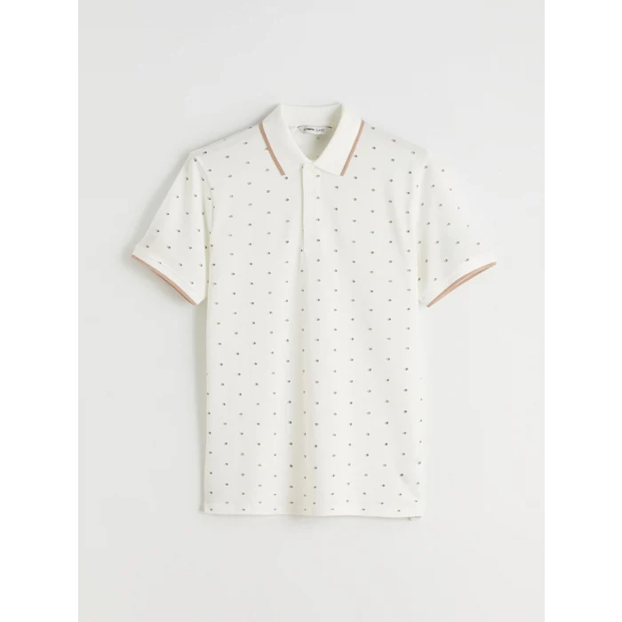 LCWAIKIKI Classic Ekru Polo Yaka Desenli Pike Erkek Tişört