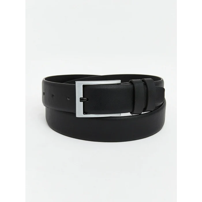 LCW ACCESSORIES Siyah Deri Görünümlü Erkek Kemer