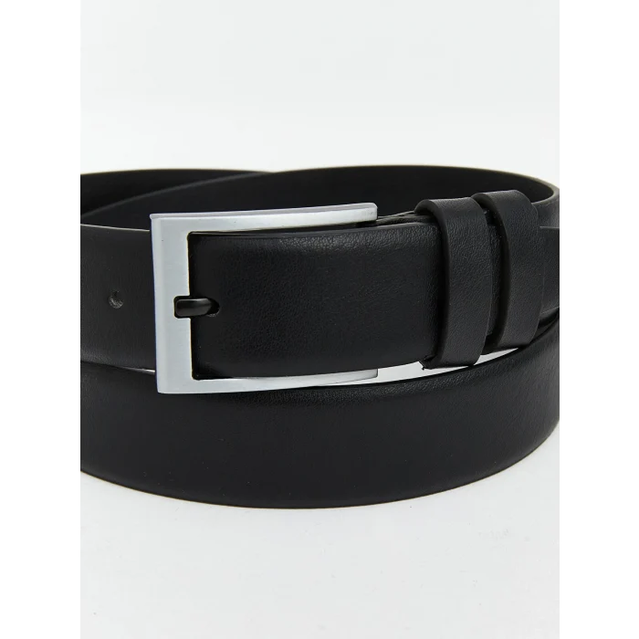 LCW ACCESSORIES Siyah Deri Görünümlü Erkek Kemer