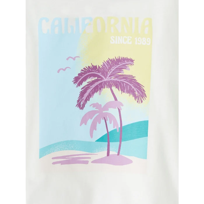 LCW Kids Ekru California Baskılı Kız Çocuk Takım