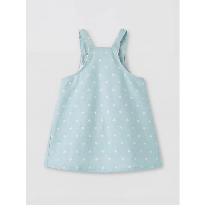 LCW baby Mavi Kalp Desenli Kız Bebek Gabardin Elbise