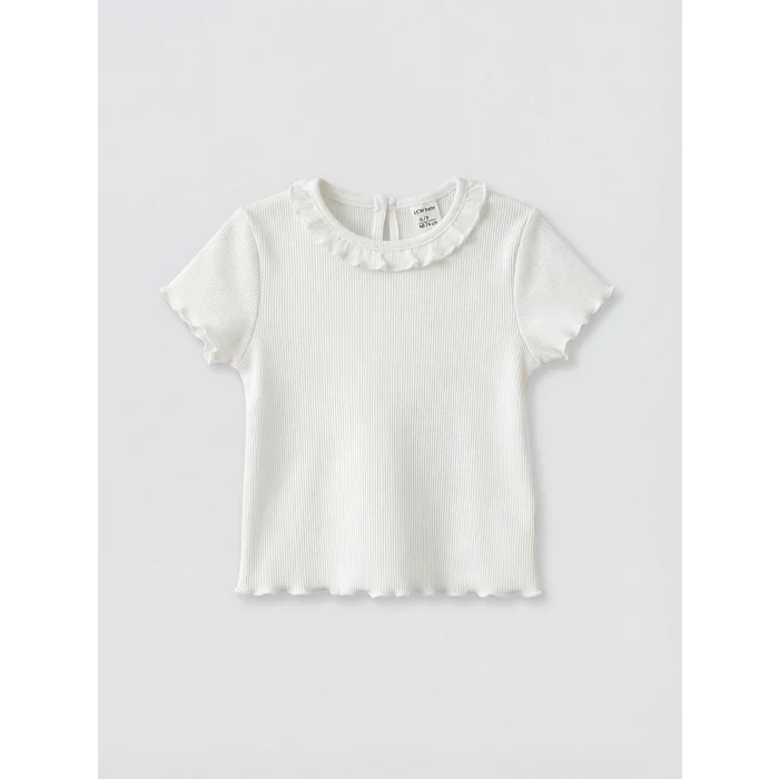 LCW baby Mavi Kalp Desenli Kız Bebek Gabardin Elbise