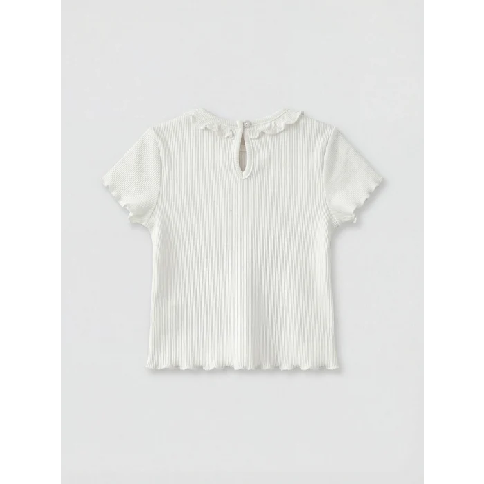 LCW baby Mavi Kalp Desenli Kız Bebek Gabardin Elbise