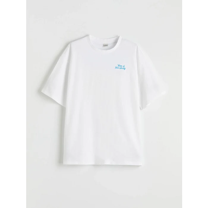 LCW Kids Beyaz Bisiklet Yaka Baskılı Kız Çocuk Tişört