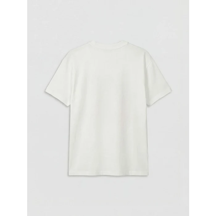 LCW Kids Ekru Bisiklet Yaka Baskılı Kız Çocuk Tişört