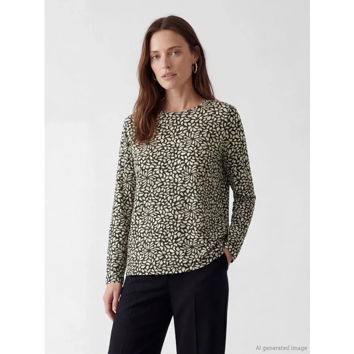 LCW Grace Bej Bisiklet Yaka Desenli Bluz