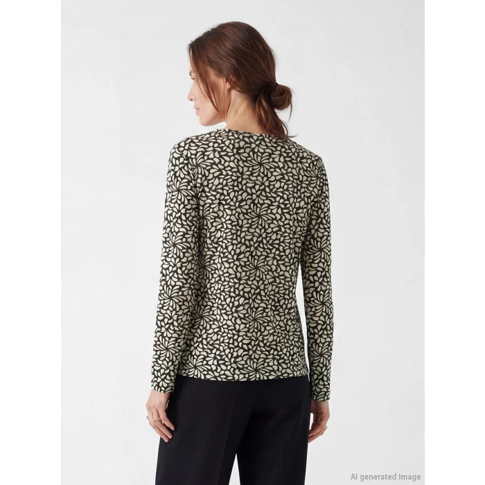 LCW Grace Bej Bisiklet Yaka Desenli Bluz
