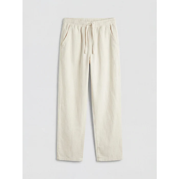 LCW Kids Bej Keten Görünümlü Erkek Çocuk Pantolon