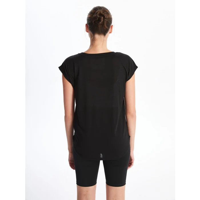 XSIDE Siyah Bisiklet Yaka Baskılı Kısa Kollu Kadın Tişört