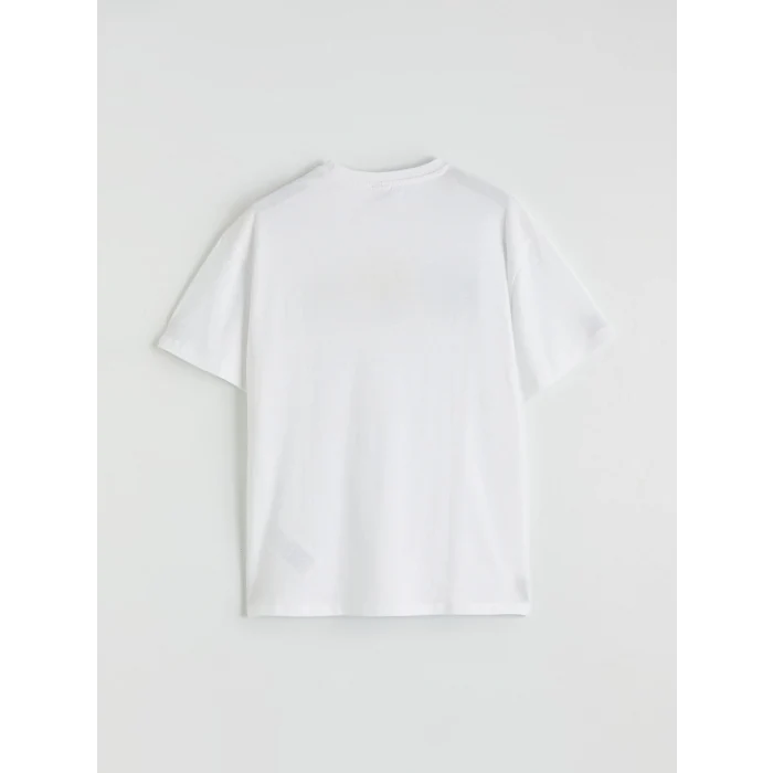 LCW Kids Beyaz Bisiklet Yaka Çiçek Nakışlı Kız Çocuk Tişört