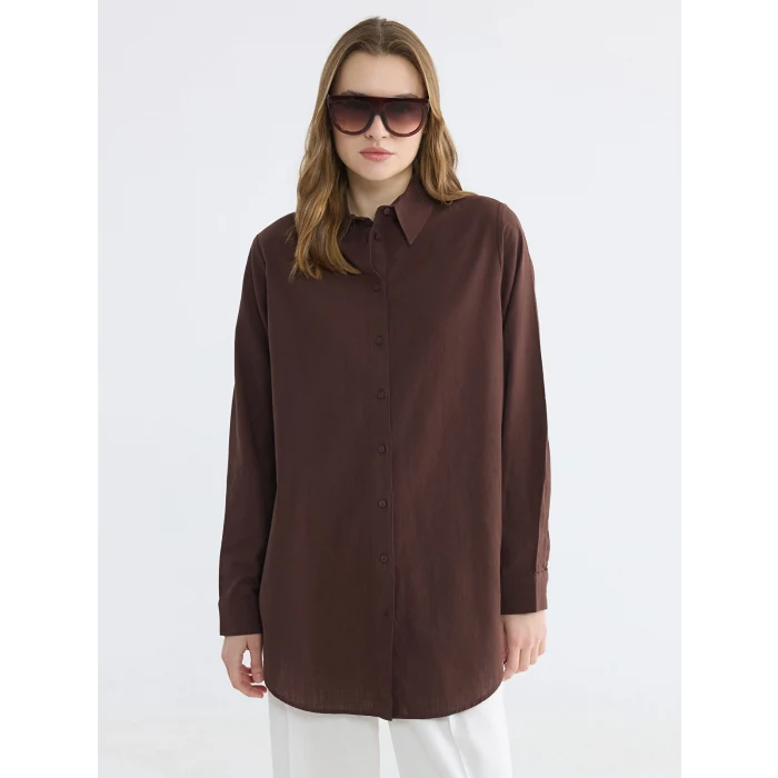 LCW EVERYDAY Kahverengi Regular Fit Kadın Gömlek Tunik
