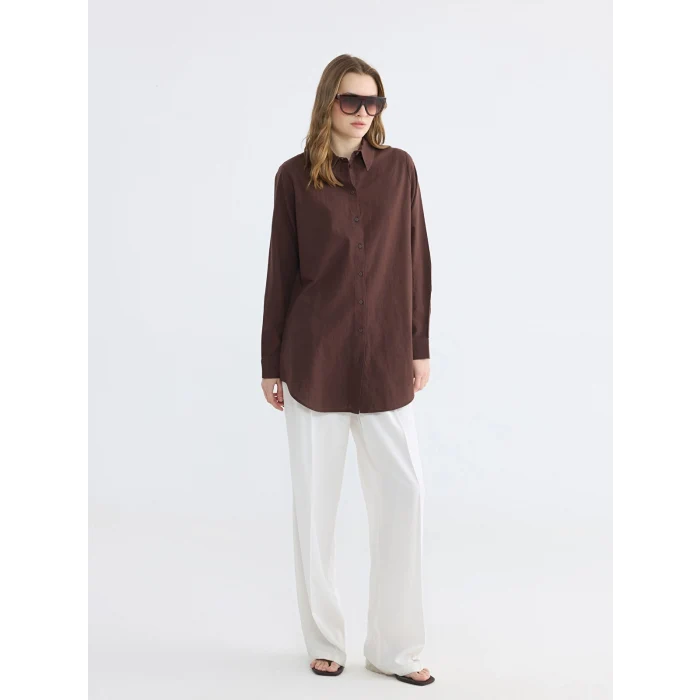 LCW EVERYDAY Kahverengi Regular Fit Kadın Gömlek Tunik